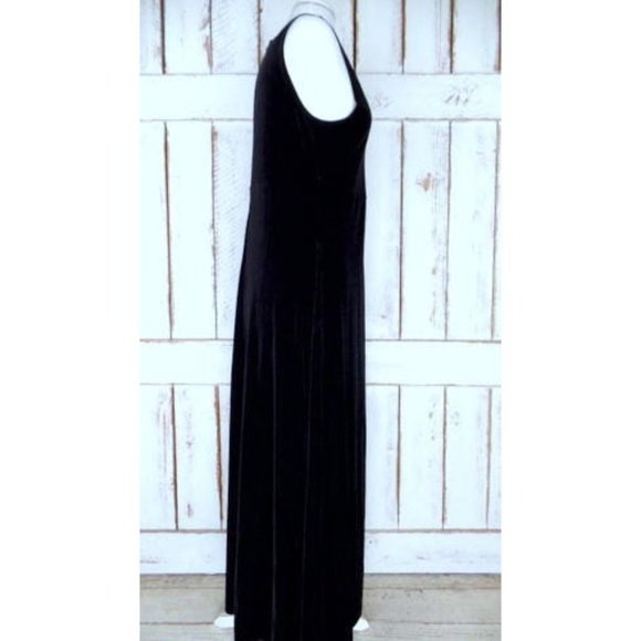 Vintage Jacqueline Ferrar black stretch velour velvet sleeveless maxi dress - Picture 4 of 5